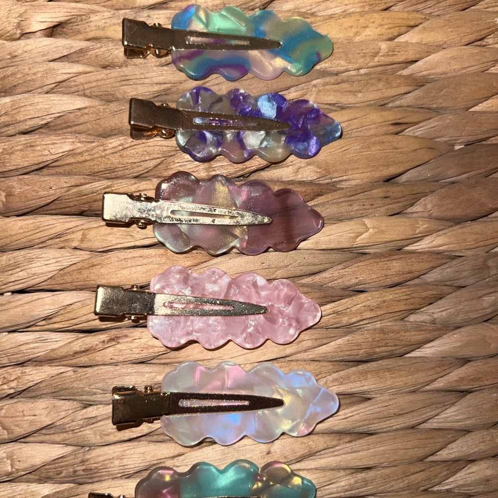 Set of 6 clips for clipping back hair for makeup / skincare